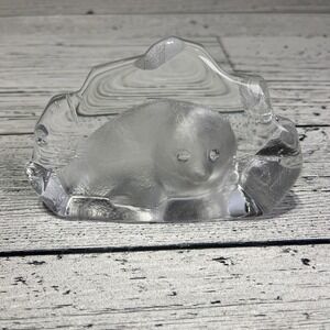 Mats‎ Jonasson Crystal Art Glass Baby Seal  Sculpture Signed And Numbered J150
